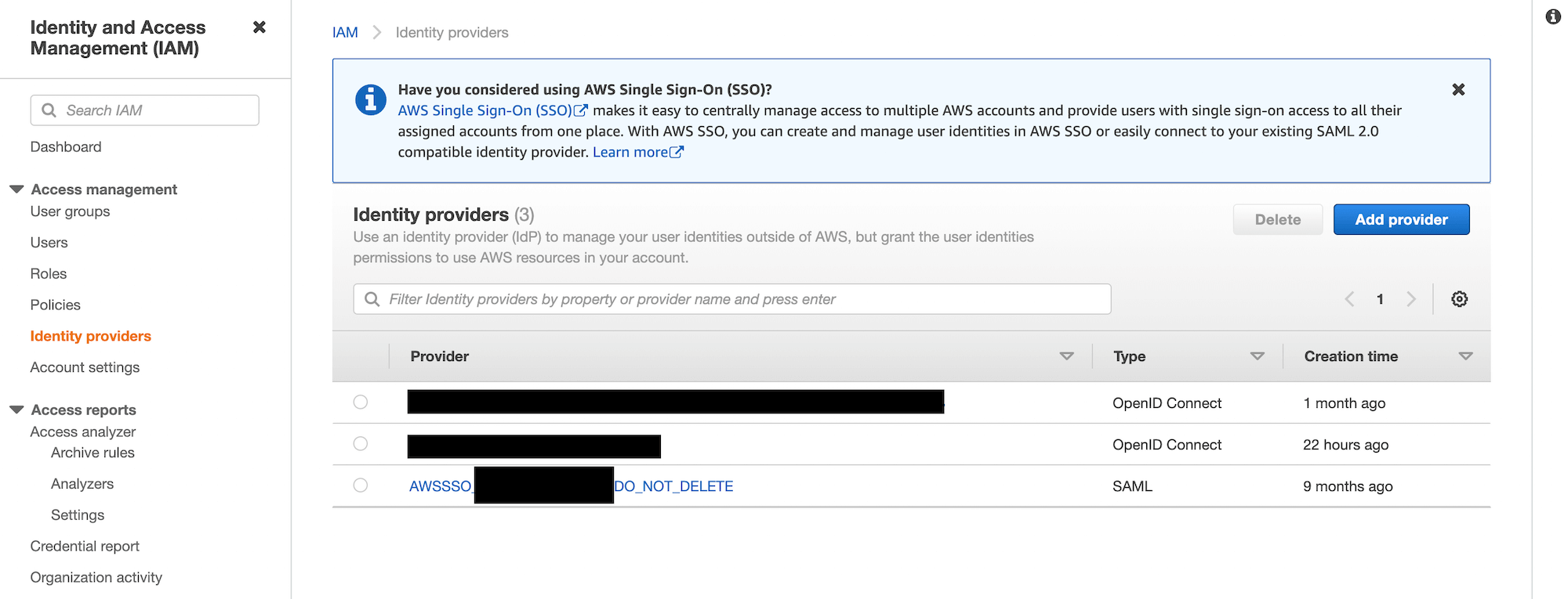 IAM identity providers